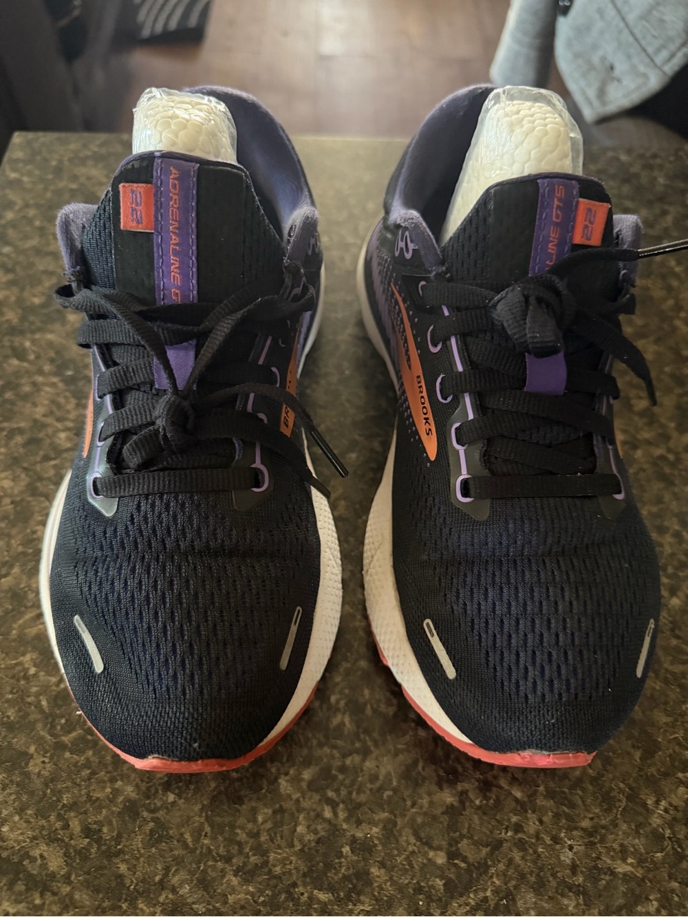 Brooks Women’s Black Running Shoes with Purple and Orange Details